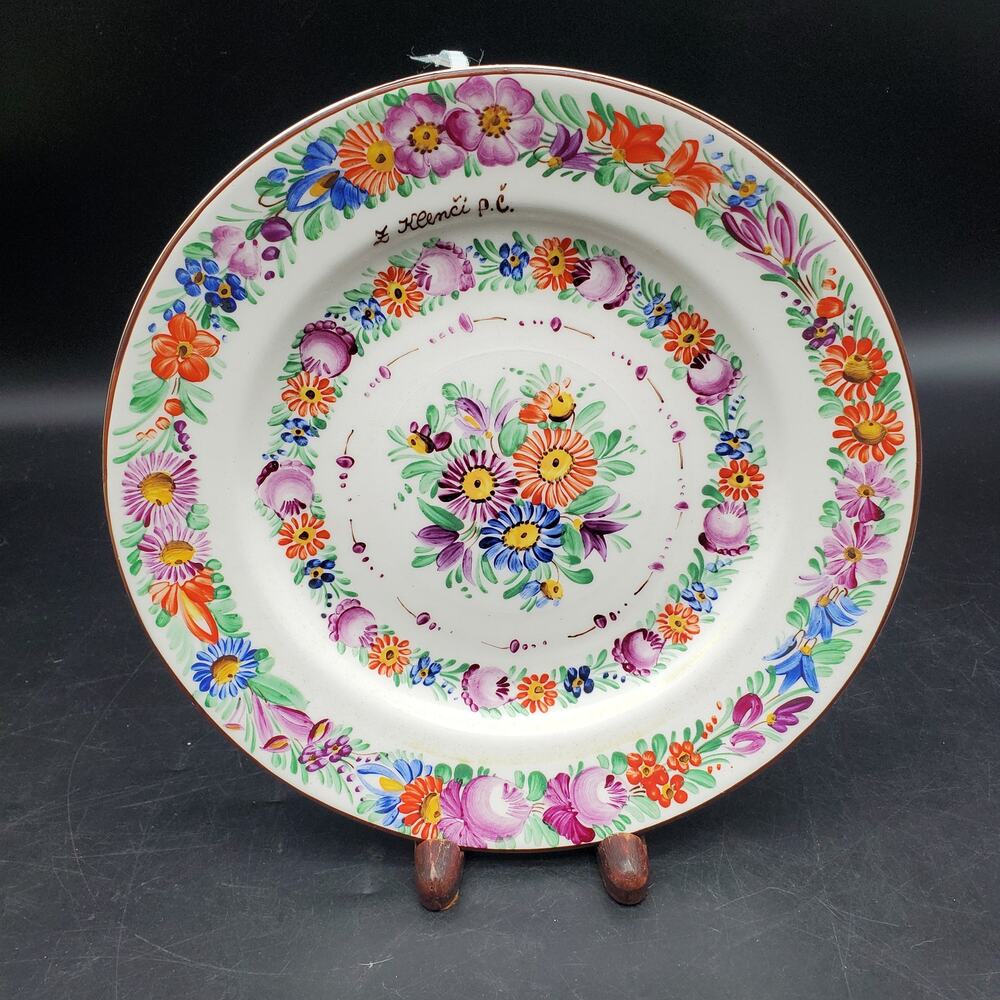 Vintage Chodovia Czech Hand Painted Floral Plate Chodov Porcelain